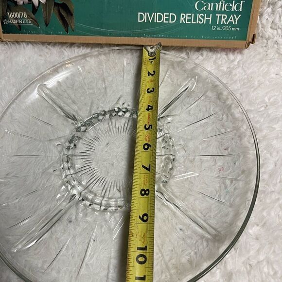Anchor Hocking CANFIELD CLEAR Glass Diamond Design Cut Base 11" 5-PART RELISH - Picture 5 of 7